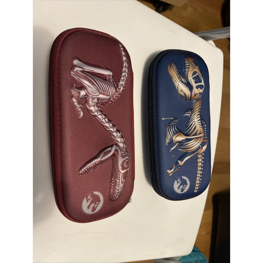 X2 Jurassic‎ World Dinosaur Skeleton 3D molded Blue Pencil Case with Zipper (13)